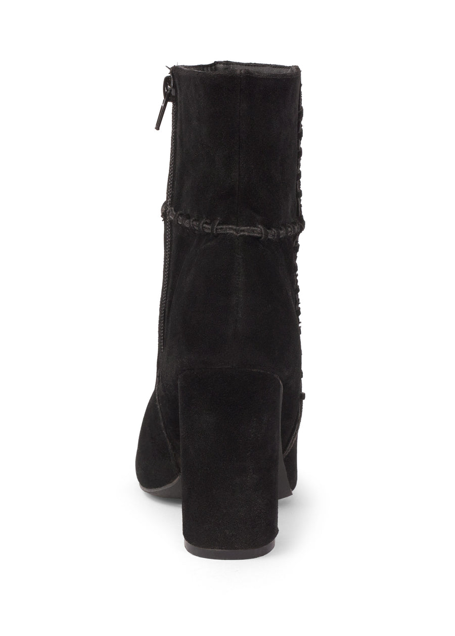 Whipstitch Peep Toe Booties - Black