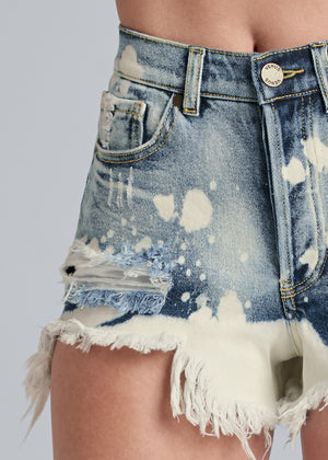 Short en jean délavé - Bleu Denim - thumbnail-5