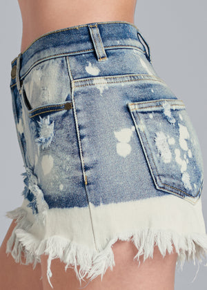 Short en jean délavé - Bleu Denim - thumbnail-6