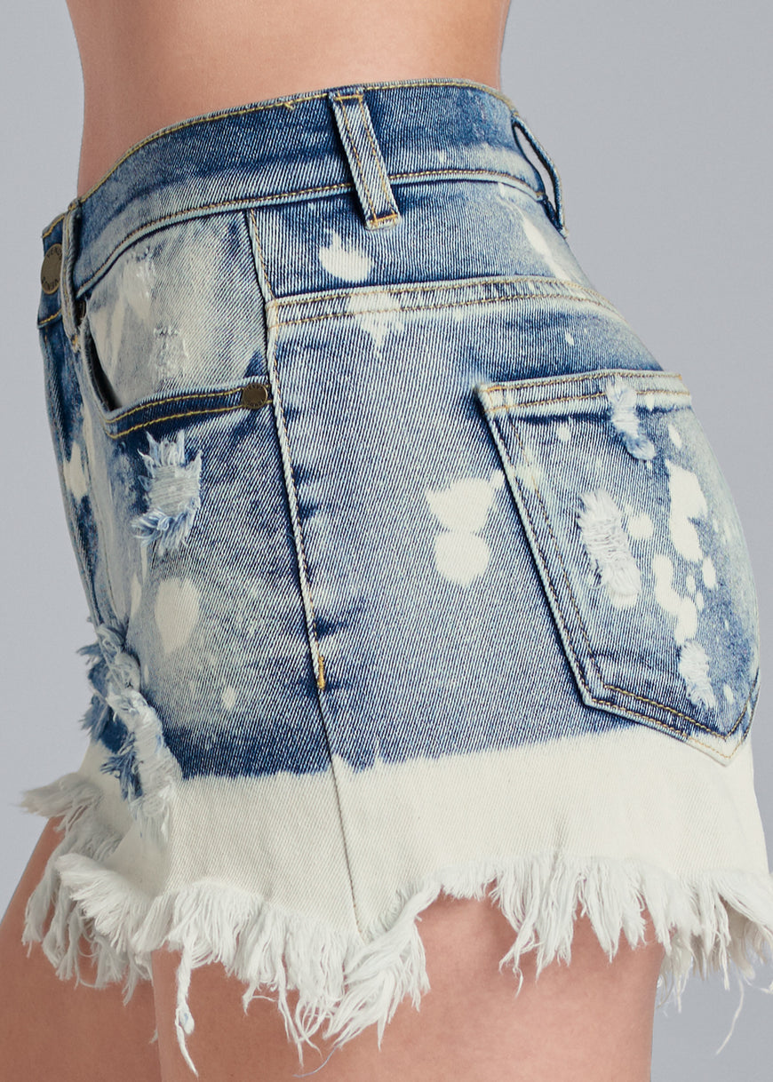 Bleached Jean Shorts - Denim Blue