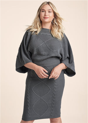 Two-piece sweater dress - Dark Grey - thumbnail-8