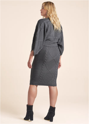 Two-Piece Sweater Dress - Dark Grey - thumbnail-9