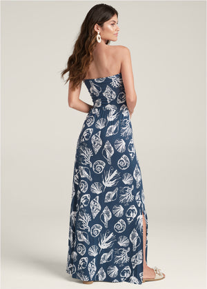 Convertible Maxi Dress - Navy Multi - thumbnail-2