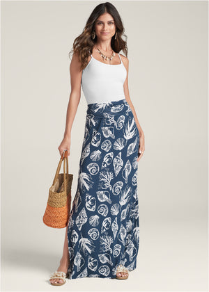 Convertible Maxi Dress - Navy Multi - thumbnail-5