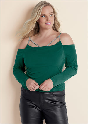 Embellished Strappy Top - Green - thumbnail-8