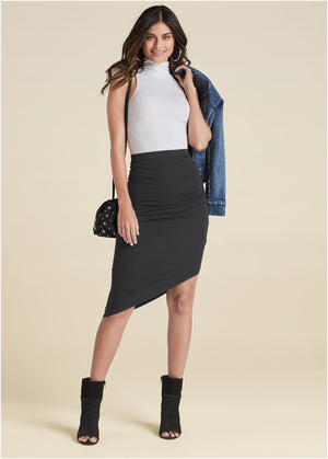 Easy Midi Skirt - Black - thumbnail-1