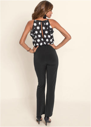 Polka-Dot Jumpsuit - Black & White - thumbnail-3