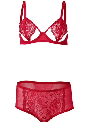 Lurex Bra & Panty Set - Red & Gold - thumbnail-5