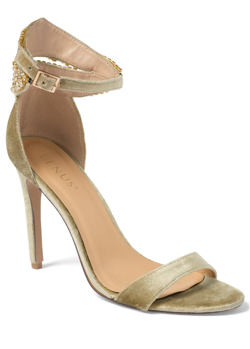 Vevlet embelished heels - nude