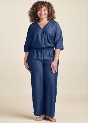 Chambray Jumpsuit - Dark Wash - thumbnail-6