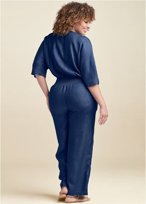 Chambray Jumpsuit - Dark Wash - thumbnail-7