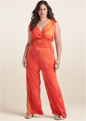 Desert Sunset Tie Dye Jumpsuit - Orange Multi - thumbnail-6