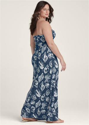 Convertible Maxi Dress - Navy Multi - thumbnail-9