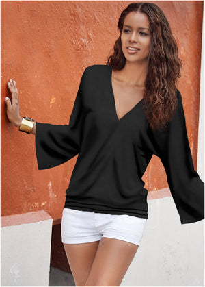 Banded Hem Top - Black - thumbnail-1