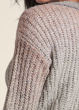 Ombre knit V-Neck sweater - Pink Multi - thumbnail-5