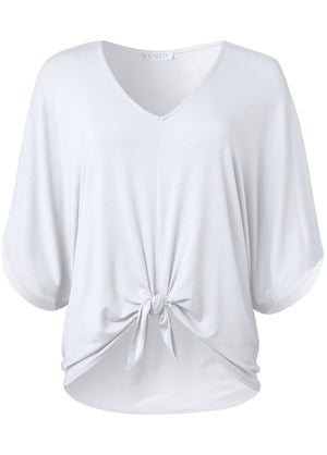 Knot twist V-neck tee - White - thumbnail-6