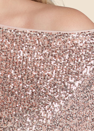 Off-Shoulder Sequin Top - Rose Gold - thumbnail-11