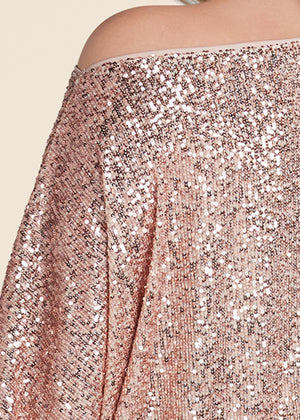 Off-Shoulder Sequin Top - Rose Gold - thumbnail-12