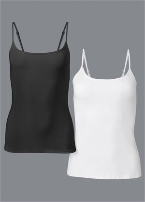 Basic Cami Two Pack - Black & White - thumbnail-6