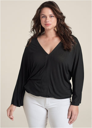 Banded Hem Top - Black - thumbnail-7