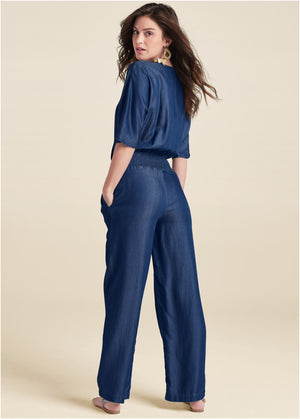 Chambray Jumpsuit - Dark Wash - thumbnail-2