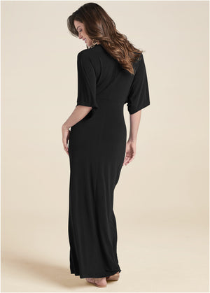 Twist Front Maxi Dress - Black - thumbnail-2