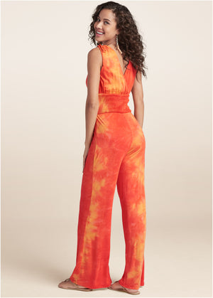 Desert Sunset Tie Dye Jumpsuit - Orange Multi - thumbnail-2