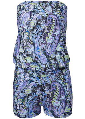 Paisley Printed Romper - Blue Multi - thumbnail-6