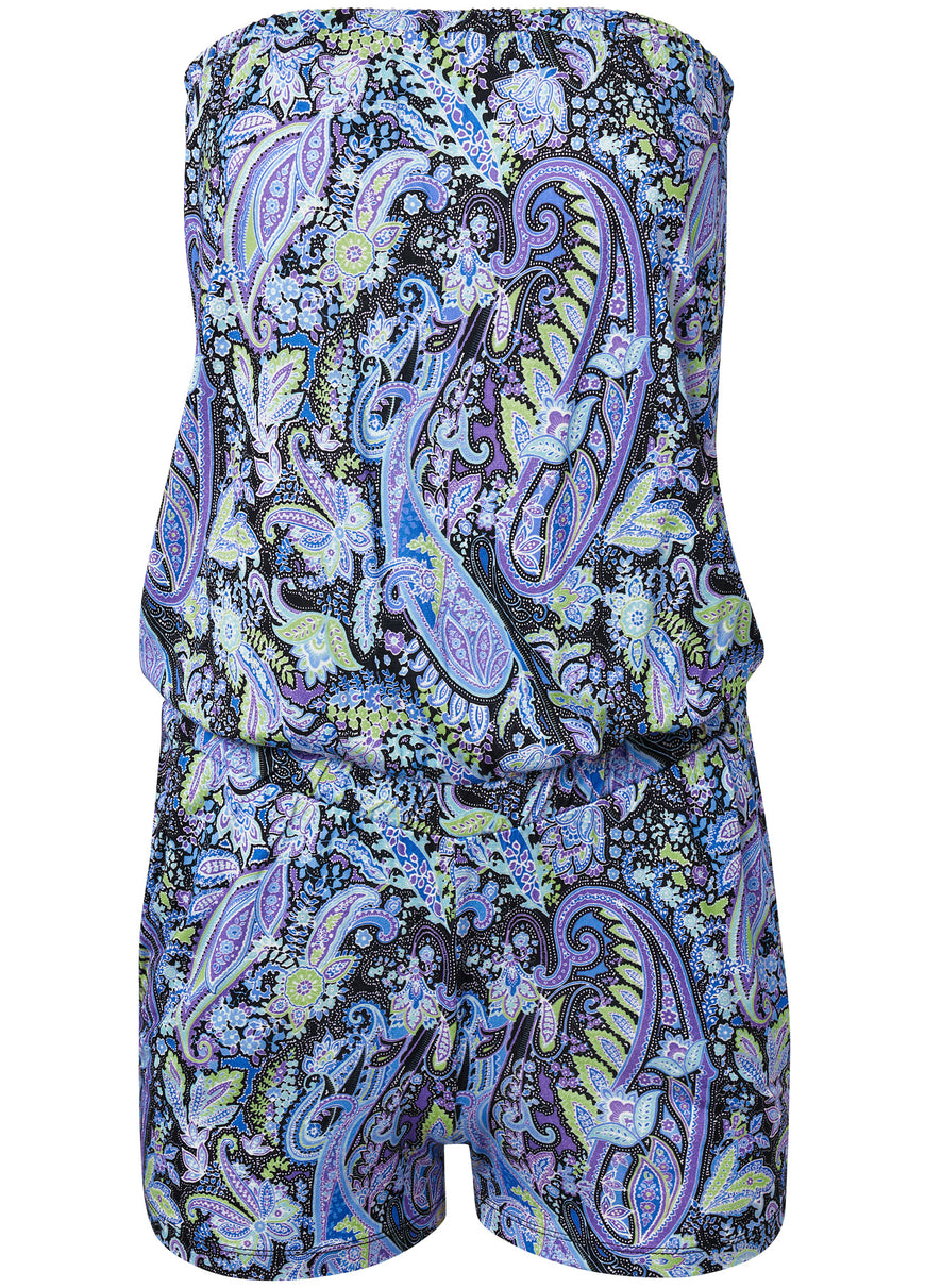 Paisley Printed Romper - Blue Multi