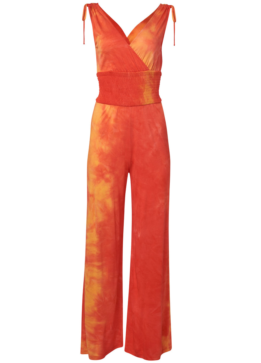 Desert Sunset Tie Dye Jumpsuit - Orange Multi