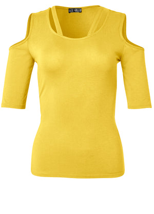 Strappy Cold-Shoulder Top - Yellow - thumbnail-6