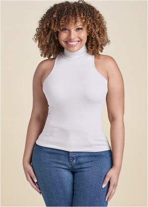 Mock-Neck Seamless Top - White - thumbnail-11