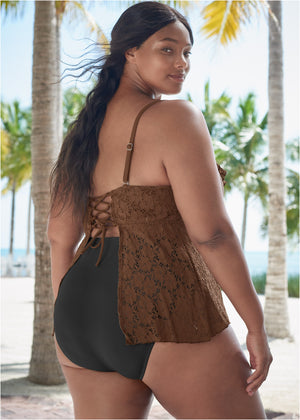 Lace Underwire Tankini - Lace Mocha - thumbnail-6