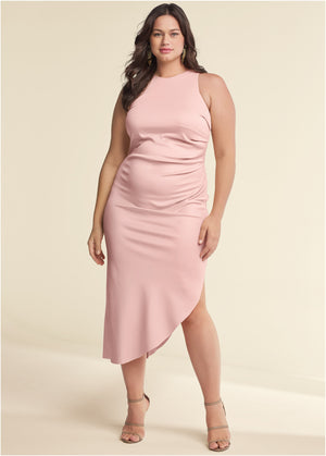 Ruched bodycon dress - Peach - thumbnail-6