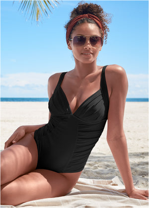 Ruched One-Piece - Black Beauty - thumbnail-1