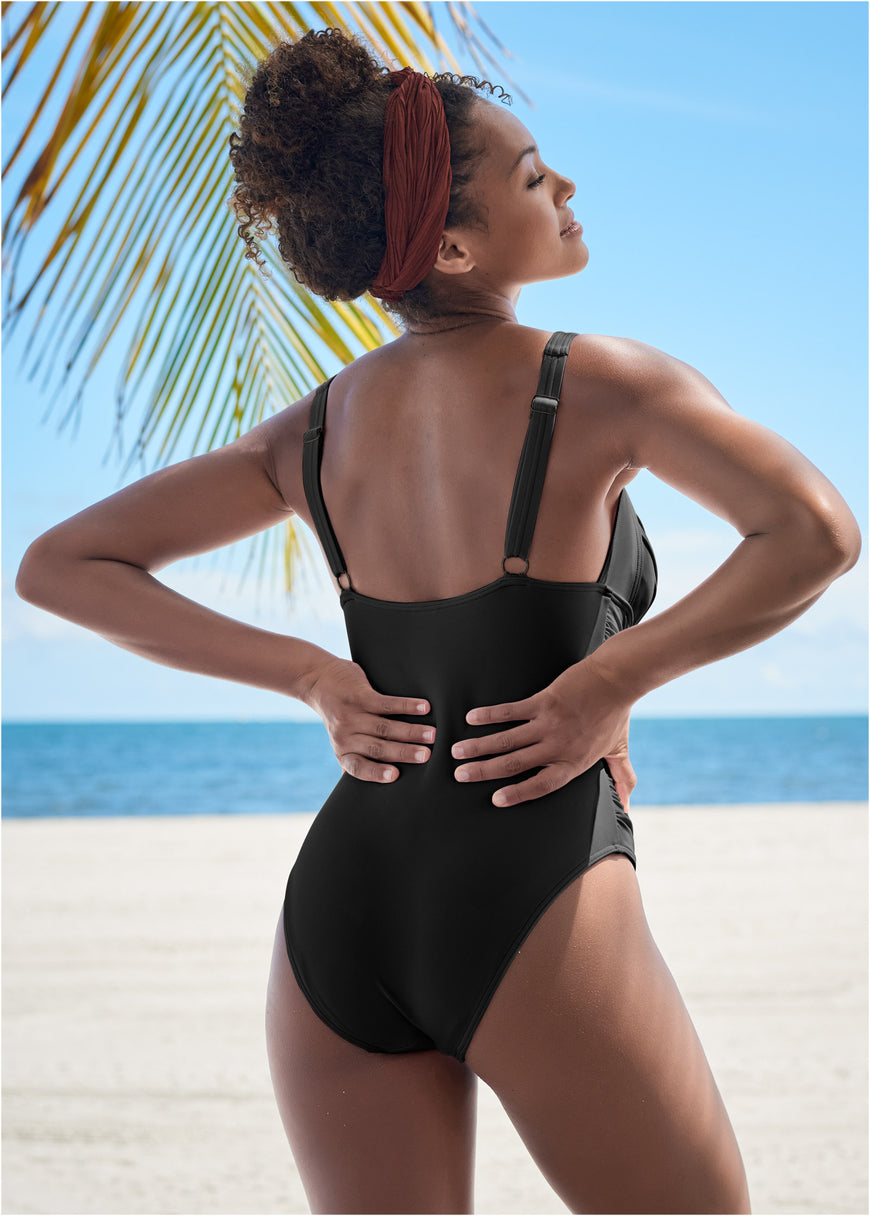 Ruched One-Piece - Black Beauty