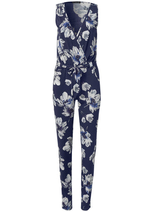 Floral Print Jumpsuit - Navy Multi - thumbnail-5