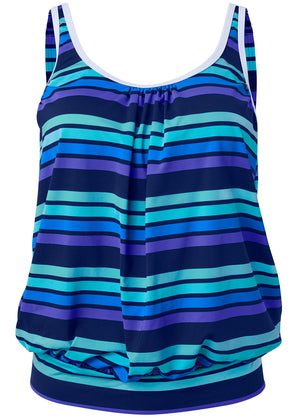 Blouson Tankini Set - Beach Blue Stripes - thumbnail-3