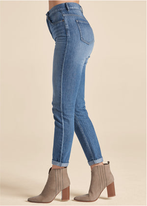 Relaxed Straight Jeans With Cuff - Medium Wash - thumbnail-4