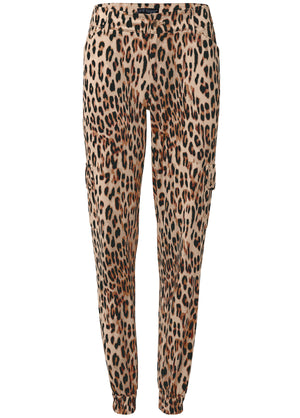 Faux Suede Leopard Print Cargo Pants - Brown Multi - thumbnail-7