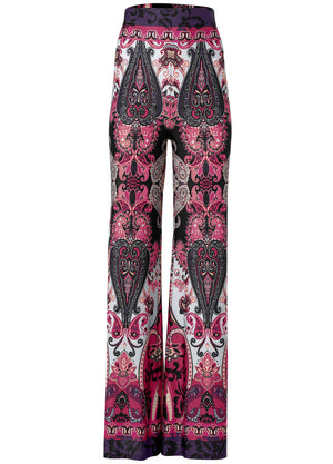 Wide Leg Paisley Print Pant - Pink Multi - thumbnail-7