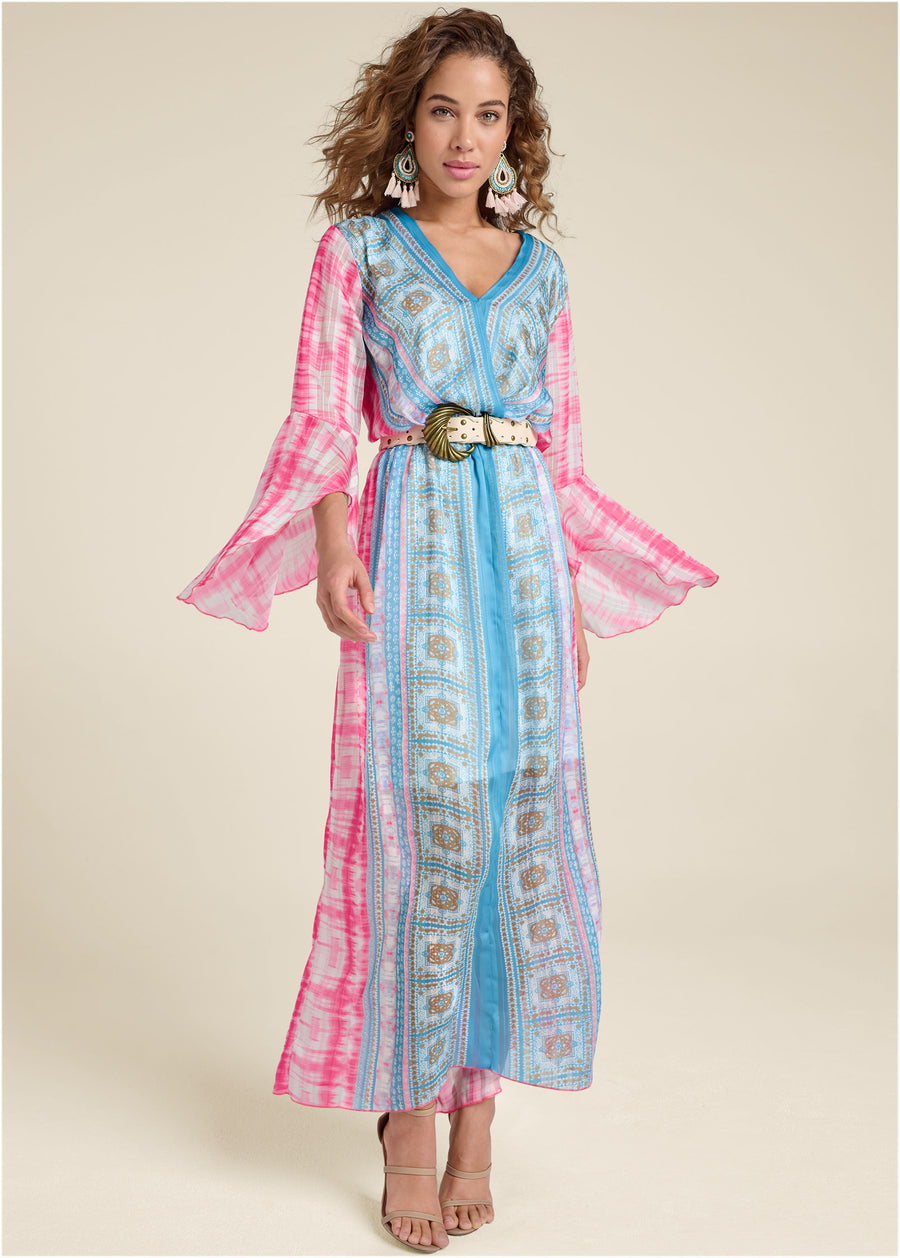 Printed Maxi Dress - Pink Multi