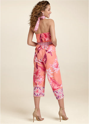 Strawberry Floral Jumpsuit - Pink Multi - thumbnail-2