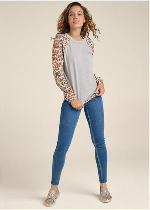 Sand Dune Cheetah Sweatshirt - Grey Multi - thumbnail-2