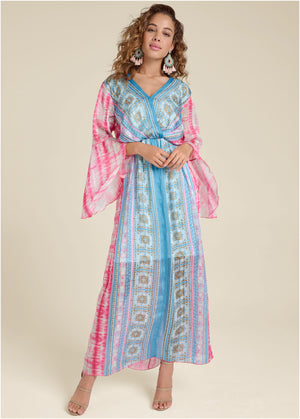 Printed Maxi Dress - Pink Multi - thumbnail-6