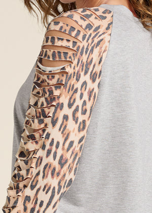 Sand Dune Cheetah Sweatshirt - Grey Multi - thumbnail-5