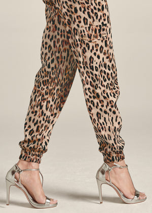 Faux Suede Leopard Print Cargo Pants - Brown Multi - thumbnail-6