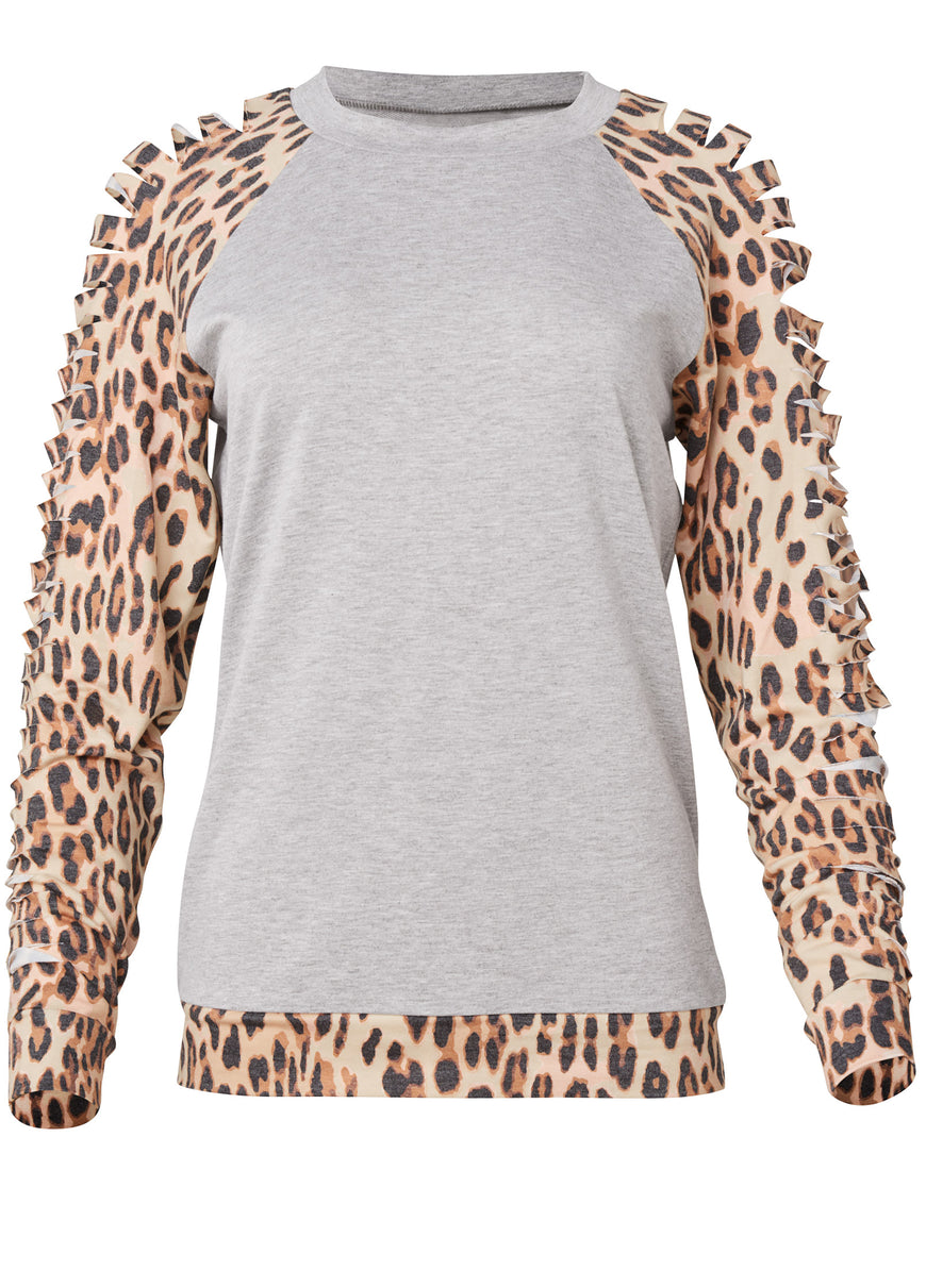 Sand Dune Cheetah Sweatshirt - Grey Multi