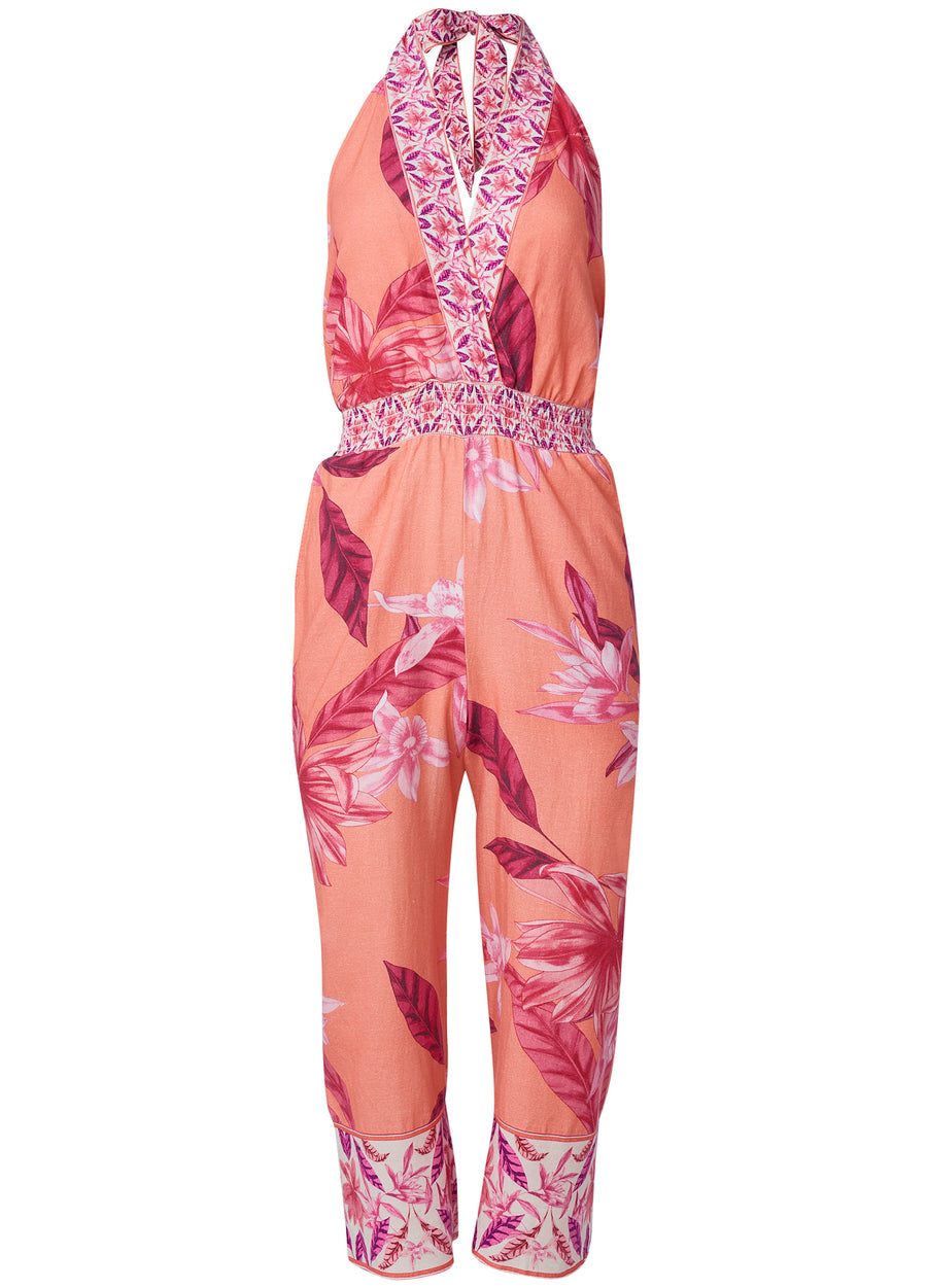 Strawberry Floral Jumpsuit - Pink Multi