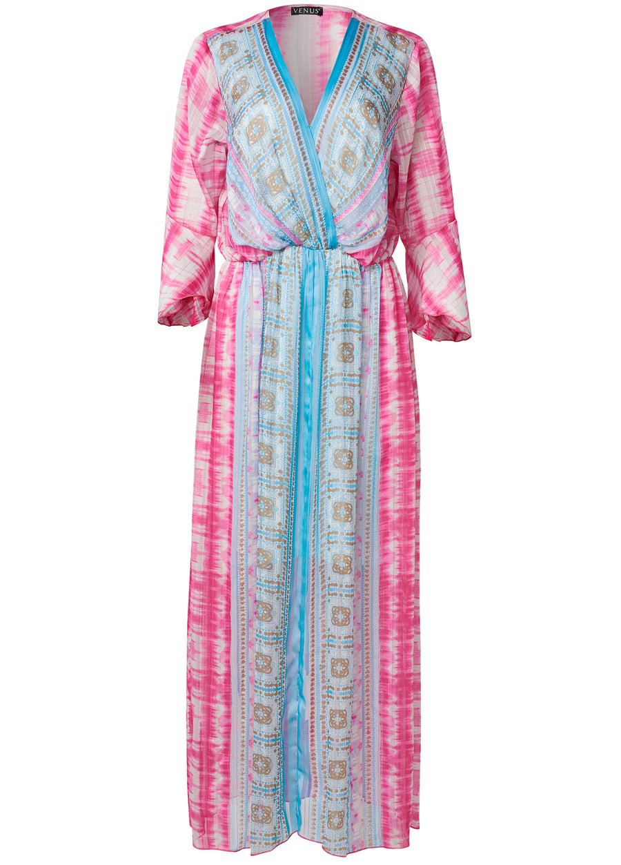 Printed Maxi Dress - Pink Multi